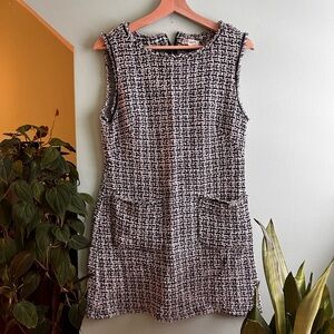 Elegant Black and White Tweed Mini Dress
